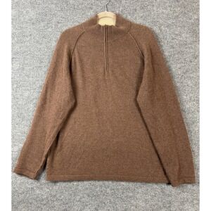 Forte‎ Cashmere Sweater Mens XL Brown Quarter Zip 100% Cashmere Mock Neck Knit